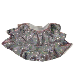 Lola + The Boys 3 Layers Shimmering Silver Sequin Skirt Girls
