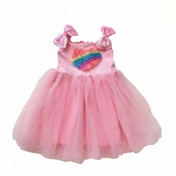 Lola + The Boys 3D Rainbow Heart Tulle Dress New Arrivals