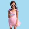 Lola + The Boys 3D Rainbow Heart Tulle Dress New Arrivals