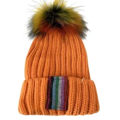 Lola + The Boys Girls Metallic Rainbow Stripe Beanie