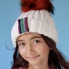 Lola + The Boys Girls Metallic Rainbow Stripe Beanie 2 Lola + The Boys Girls Metallic Rainbow Stripe Beanie