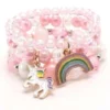 Lola + The Boys Pink Rainbow Unicorn Bracelet Stack Girls