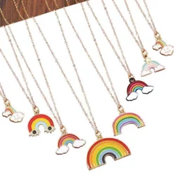 Lola + The Boys Girls Rainbow Charm Necklace