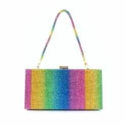 Lola + The Boys Girls Rainbow Crystal Clutch