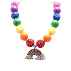 Lola + The Boys Girls Rainbow Crystal Gum-ball Necklace
