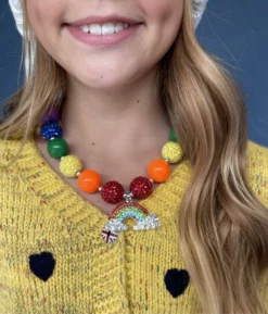 Lola + The Boys Girls Rainbow Crystal Gum-ball Necklace