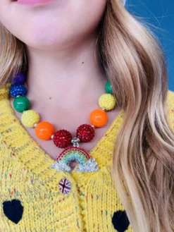 Lola + The Boys Girls Rainbow Crystal Gum-ball Necklace