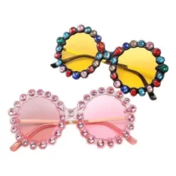Lola + The Boys Girls Round Crystal Sunglasses