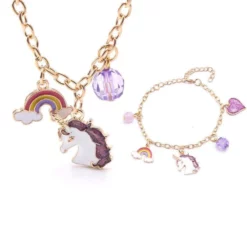 Lola + The Boys Unicorn Charm Necklace And Bracelet