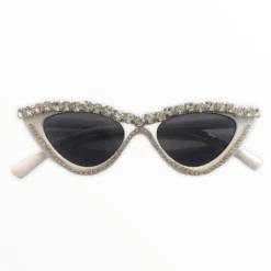 Lola + The Boys White Crystal Wing Sunglasses Girls