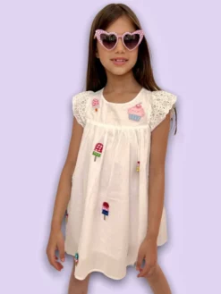 Lola + The Boys New Arrivals All About Beaded Ice Cream Ruffle Dress