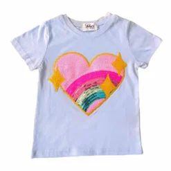 Lola + The Boys Baby Blue Rainbow Heart T-Shirt