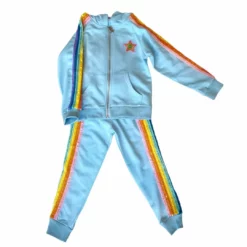 Lola + The Boys Baby Blue Rainbow Sequin Joggers Set New Arrivals