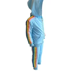 Lola + The Boys Baby Blue Rainbow Sequin Joggers Set New Arrivals