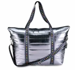 Top Trenz Girls Metallic Tufted Weekender Bags