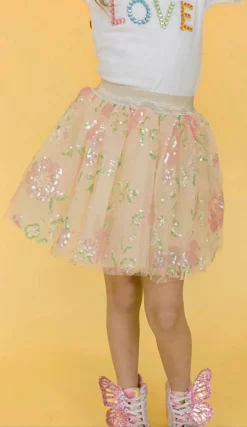Lola + The Boys Beaded Floral Tutu Skirt