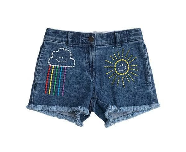 Lola + The Boys Girls Embroidered Rainbow Denim Shorts 4 Lola + The Boys Girls Embroidered Rainbow Denim Shorts
