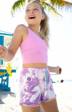 Lola + The Boys Tie Dye Beaded Gem Shorts