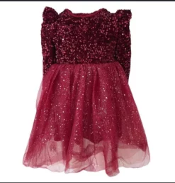 Lola + The Boys Burgundy Sequin Dress Girls