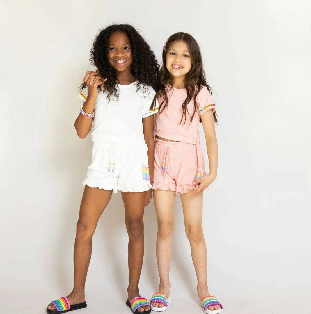 Lola + The Boys Girls Candy Beaded Ruffle Set Pink 6 Lola + The Boys Girls Candy Beaded Ruffle Set Pink