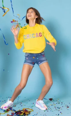 Lola + The Boys Chicago Gem Sweatshirt - Yellow New Arrivals