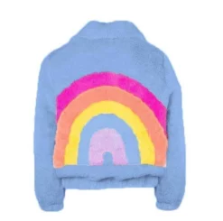 Lola + The Boys Rainbow Faux Fur Coat Baby Blue New Arrivals