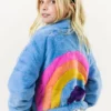 Lola + The Boys Rainbow Faux Fur Coat Baby Blue New Arrivals