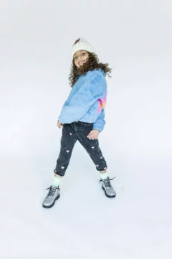 Lola + The Boys Rainbow Faux Fur Coat Baby Blue New Arrivals