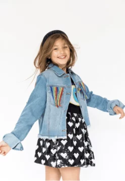 Lola + The Boys Crystal Rainbow Tassel Denim