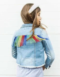 Lola + The Boys Crystal Rainbow Tassel Denim