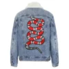 Lola + The Boys Denim Snake Sherpa Jacket