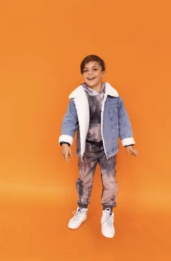 Lola + The Boys Denim Snake Sherpa Jacket