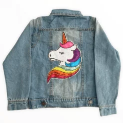Lola + The Boys Original Unicorn Sequin Rainbow Denim