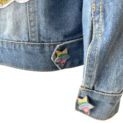 Lola + The Boys Rainbow Stars Denim Jacket New Arrivals