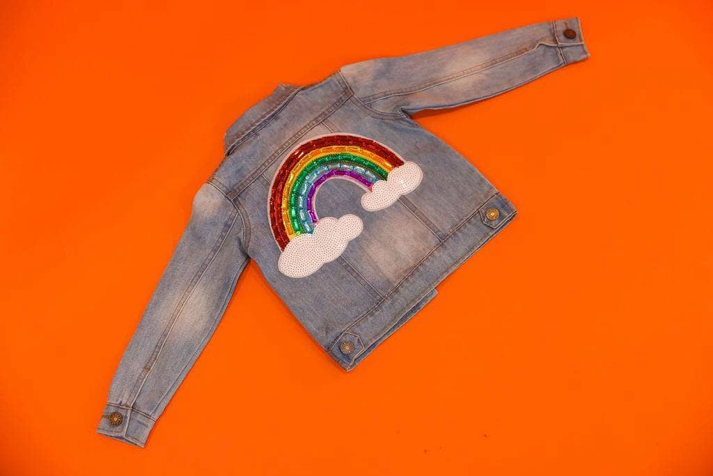 Lola + The Boys Somewhere Over The Rainbow Denim Jacket Girls 7 Lola + The Boys Somewhere Over The Rainbow Denim Jacket Girls