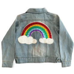 Lola + The Boys Somewhere Over The Rainbow Denim Jacket Girls 10 Lola + The Boys Somewhere Over The Rainbow Denim Jacket Girls