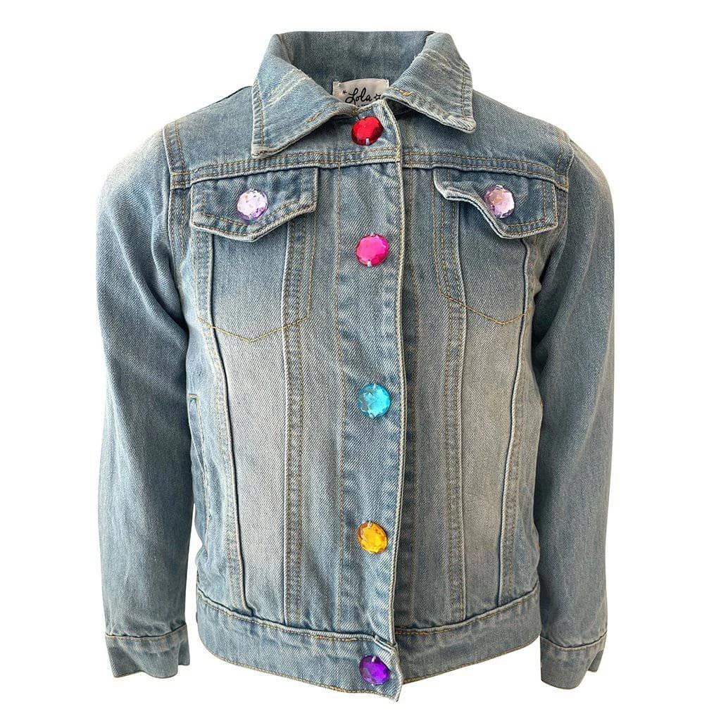 Lola + The Boys Somewhere Over The Rainbow Denim Jacket Girls 5 Lola + The Boys Somewhere Over The Rainbow Denim Jacket Girls