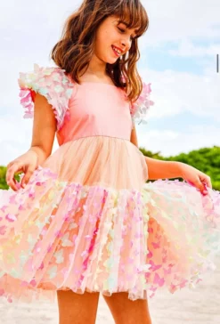 Lola + The Boys New Arrivals 3D Butterfly Puffy Sleeve Dress PREORDER Ships 7/20