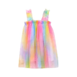 Lola + The Boys Girls Ombré Rainbow Tulle Dress