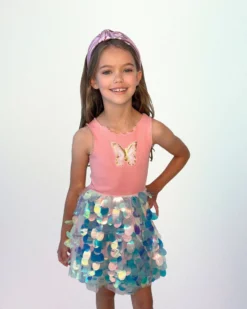 Lola & The Boys Butterfly Paillette Dress
