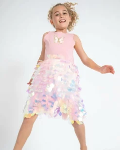 Lola & The Boys Butterfly Paillette Dress