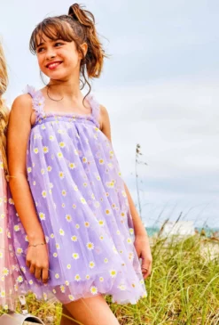 Lola + The Boys Daisy Lavender Tulle Dress Girls