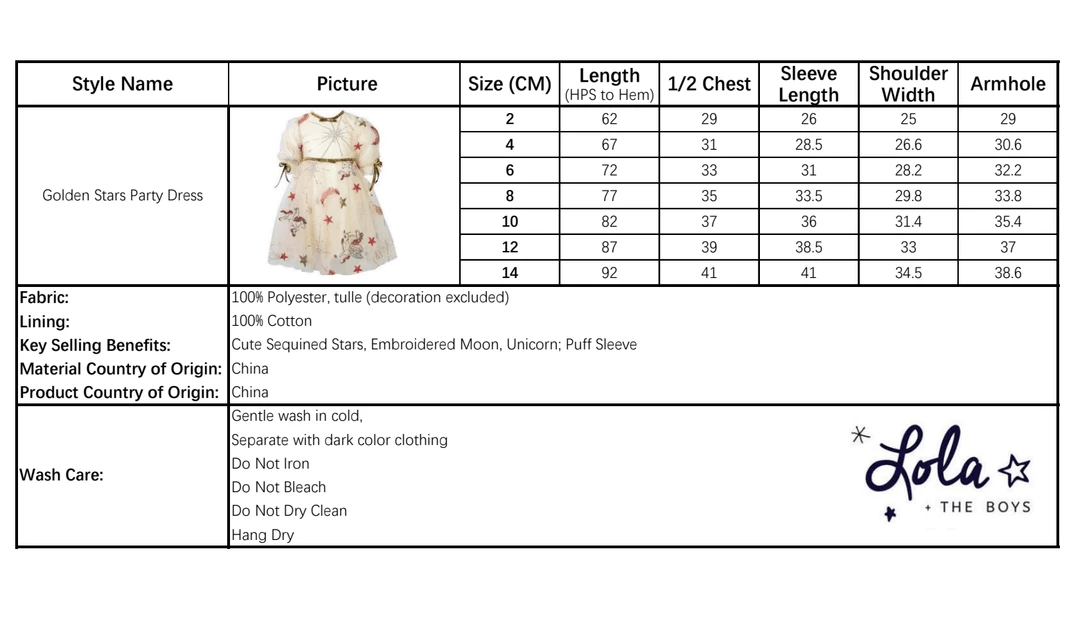 Lola + The Boys Girls Golden Star Party Dress 9 Lola + The Boys Girls Golden Star Party Dress