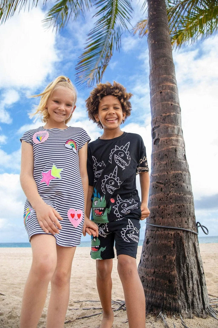 Lola + The Boys New Arrivals Mod Patch Stripe T Shirt Dress 6 Lola + The Boys New Arrivals Mod Patch Stripe T Shirt Dress