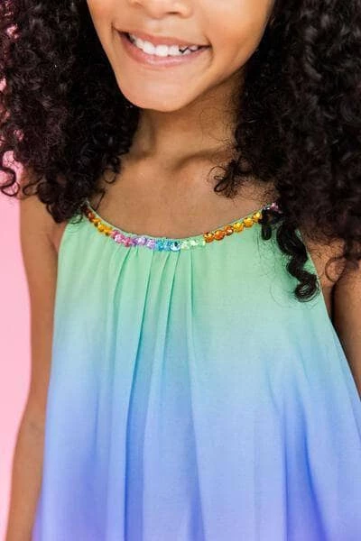 Lola + The Boys Rainbow Ombre Gem Dress 7 Lola + The Boys Rainbow Ombre Gem Dress
