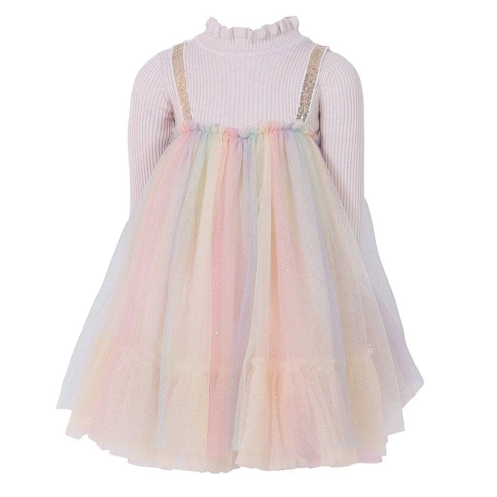 Lola + The Boys Girls Rainbow Shimmer Tulle Dress 6 Lola + The Boys Girls Rainbow Shimmer Tulle Dress