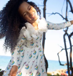 Lola + The Boys Rainbow Unicorn Dream Dress Girls
