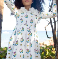 Lola + The Boys Rainbow Unicorn Dream Dress Girls