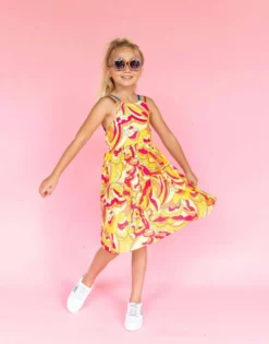 Lola + The Boys Retro Rainbow Dress Girls