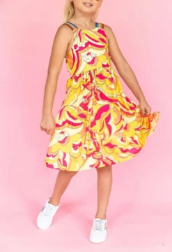 Lola + The Boys Retro Rainbow Dress Girls